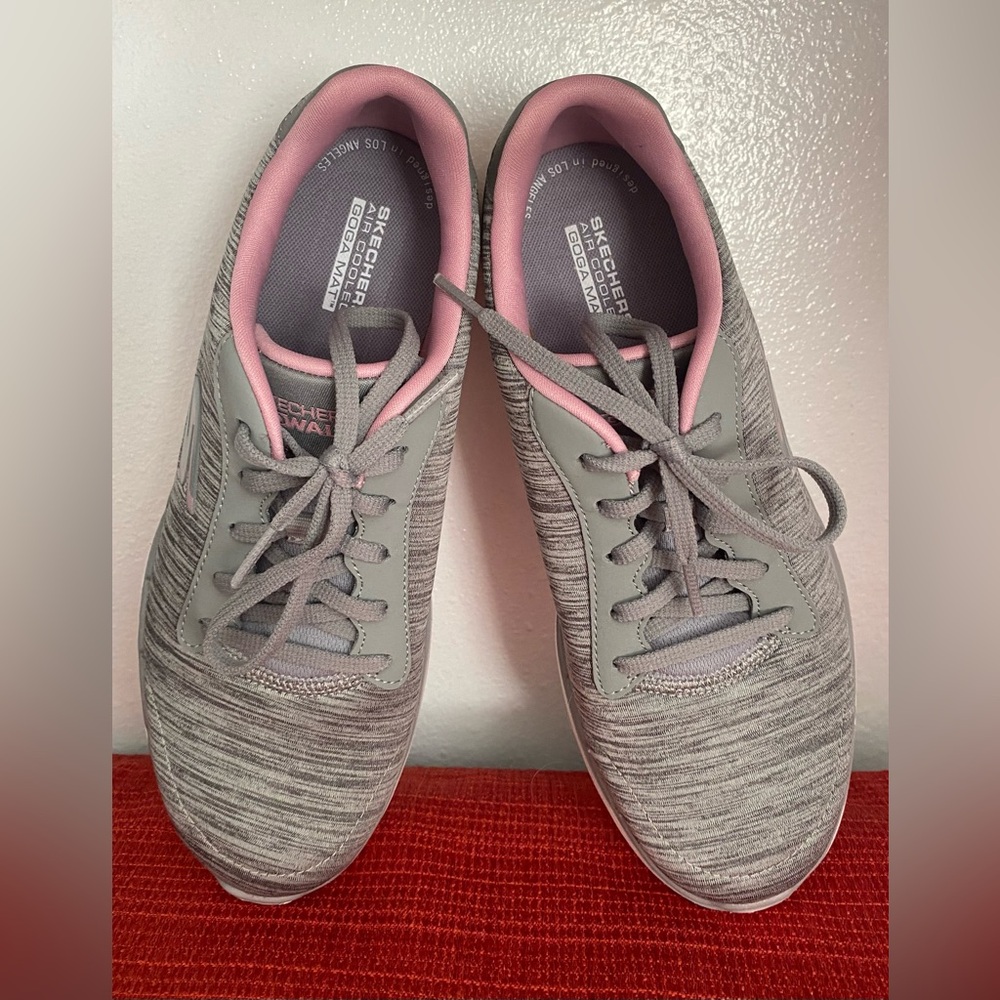 Skechers Women's Gray and Pink Sneakers - Picture 1 of 16